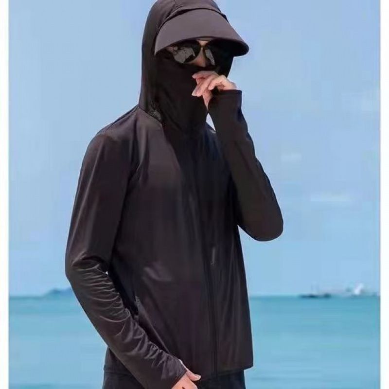 Roupas de proteção solar de qualidade imbatível para homens, verão 2025, seda gelada atualizada, anti UV, esportes ao ar livre, pesca, jaqueta de pele com capuz ultrafina_voghion.com