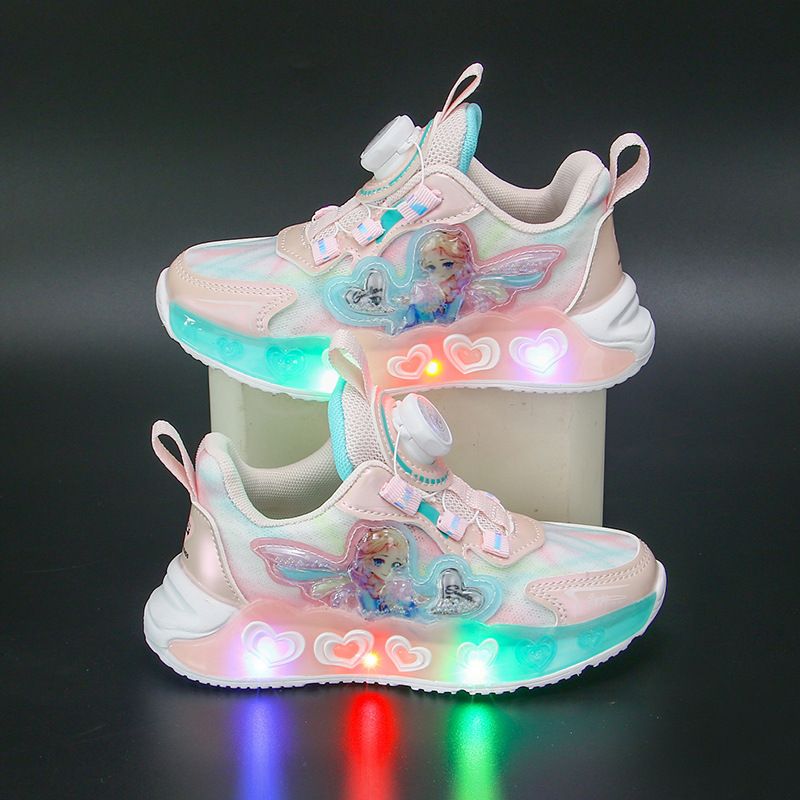 Children's Shoes Spring And Autumn New Mesh Breathable Children's Sports Shoes Girls Dad Shoes Rotating Button Light Shoes_voghion.com