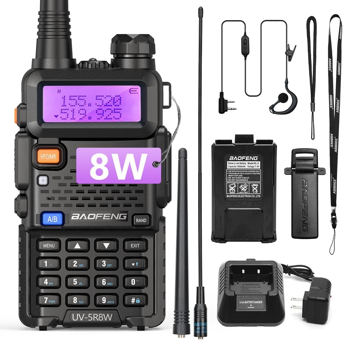 1/2 STÜCKE BaoFeng UV-5R 8W Tri-Power Walkie Talkie Hochleistungs-Dualband-Langstrecken-128-Kanal-tragbares Handheld UV 5R Ham Two_voghion.com