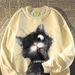 100% Cotton American Style Cat Cartoon Print Crew Neck Sweatshirt Unisex Spring Autumn Loose Couple Niche Jacket Size 12_voghion.com