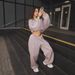 "Trendy Striped Hoodie & Jogger Set - Breathable Polyester Two-Piece, Drawstring Hood & Elastic Waist, Streetwear Essentials (Black/Gray/Khaki)"_voghion.com