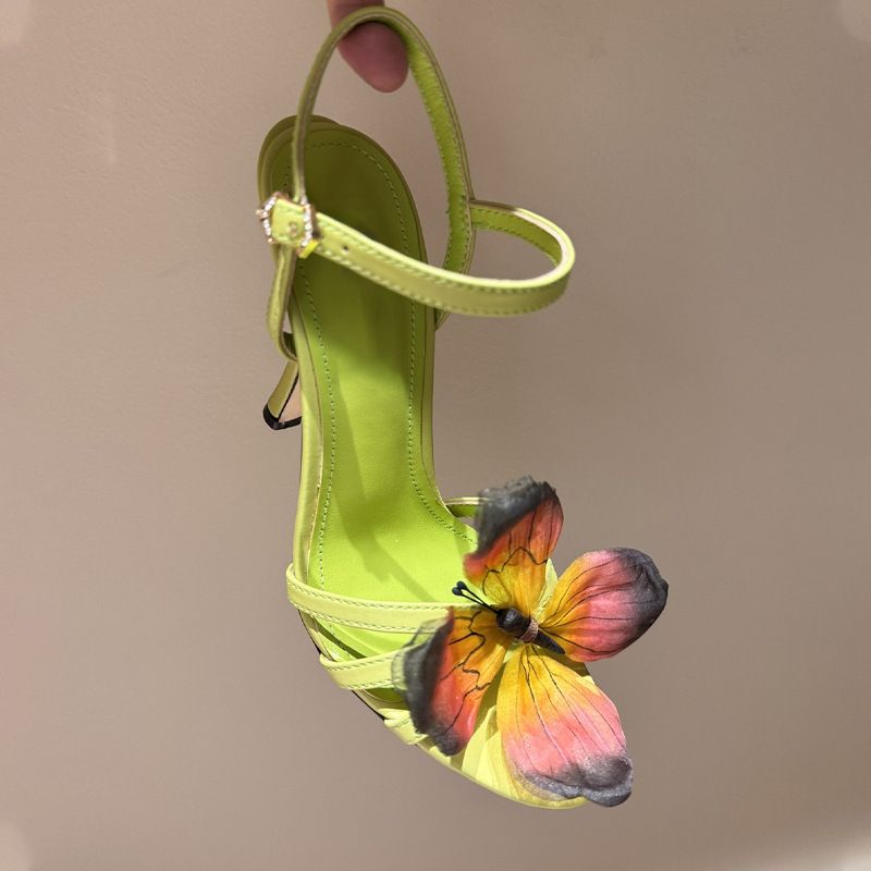 Damesschoenen Kleur Matching Vlinder Sieraden Catwalk Hoge Hakken Nieuwe Luxe Modetrend Sexy Zomer Hoge Hak Sandalen_voghion.com