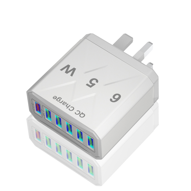 6-port 65W fast charging universal USB charger fast charging 3.0 wall mounted phone adapter suitable for iPhon_voghion.com