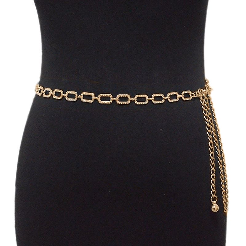 Jewelry Fashion Square Buckle Waist Female Hip Hop Punk Metal Water Diamond Inlaid Body Pant Chain_voghion.com