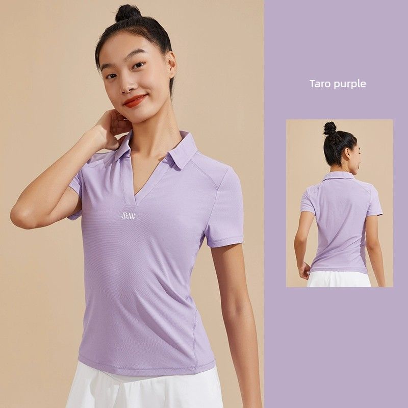 Corda de pular feminina SW manga curta casual respirável secagem rápida corrida badminton tênis esport slim-fit_voghion.com