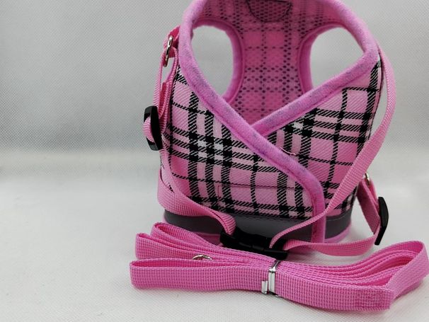 Atstarojošs suņu rūtains krūšu siksnu komplekts, elpojoši kaķu piederumi, mājdzīvnieku pavada_voghion.com