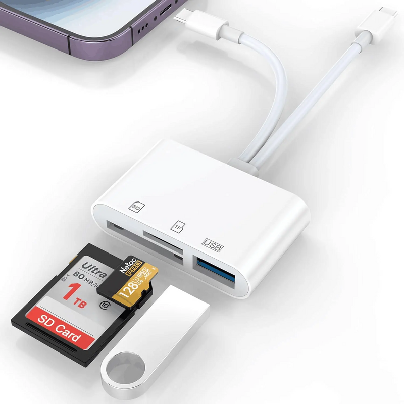 5-in-1 SD Lighing /Type C To USB 3.0/SD/TF Adapter, Memory Card Reader For IPhone IPad Book Samsung Andro_voghion.com