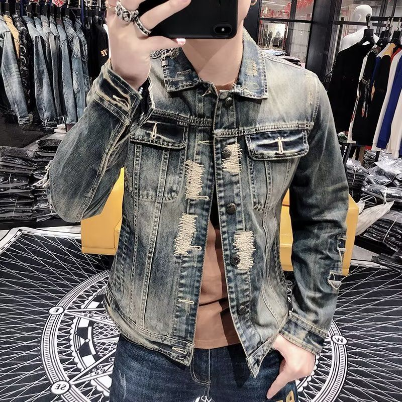 High-end denim nyt modemærke afslappet arbejdsjakke retro jeans til mænd forår og efterår_voghion.com