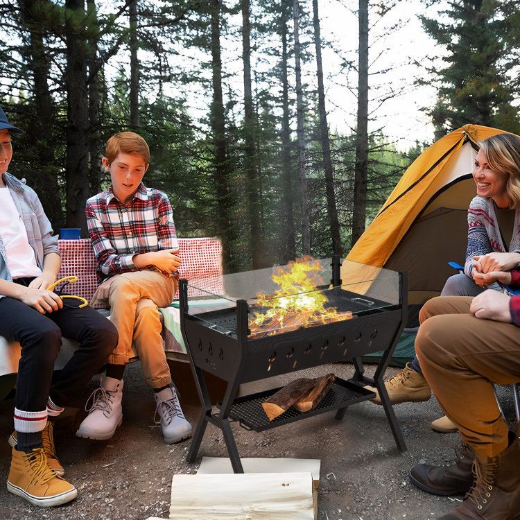 Barbecue Charcoal Grills With Wind Guard Seasoning Racks_voghion.com