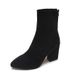 2025 Autumn Winter New Thick Pointed Toe Suede Short Women High Heel Stretch Slim Fashion Boots_voghion.com