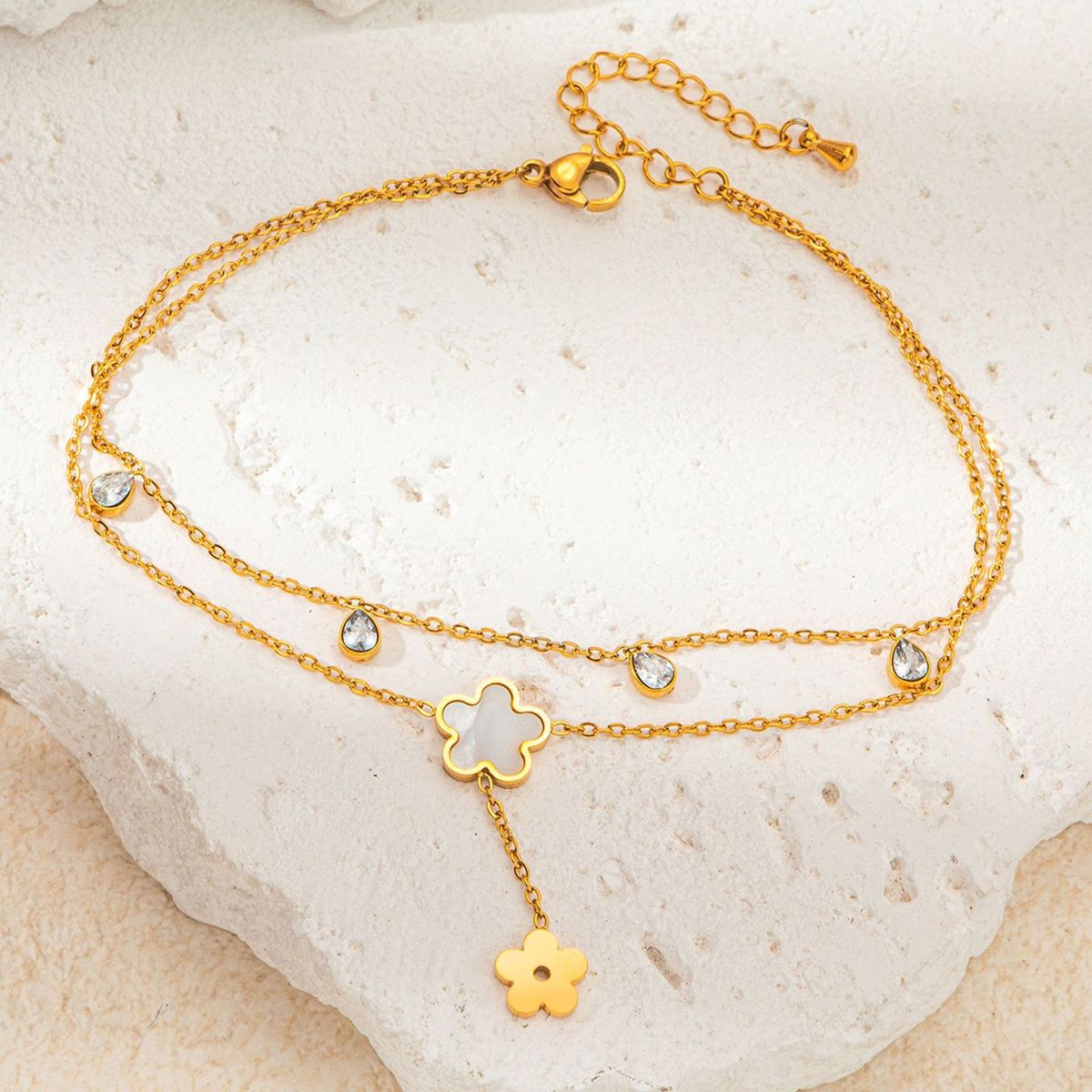 Cavigliera a forma di fiore, semplice, in acciaio inossidabile, con personalità dorata e resistente allo sbiadimento_voghion.com