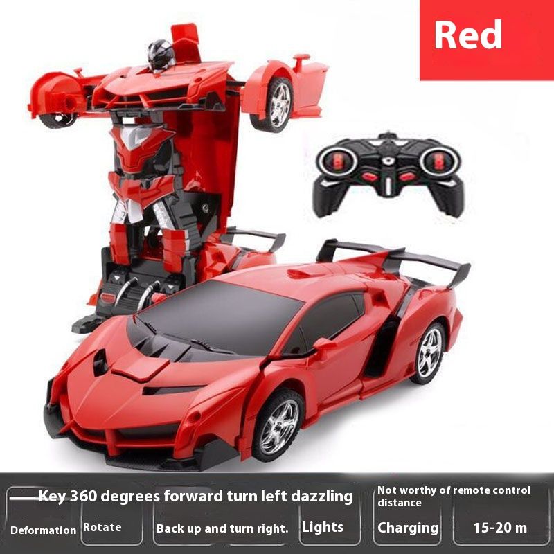 Remote one click deformation car, diamond wireless remote control car robot, charging dynamic boy and children's toys_voghion.com