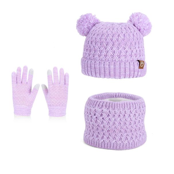 Wintermütze-Schal-Handschuh-Set für Kinder – weicher Acryl-Strick mit Fleecefutter für Jungen und Mädchen, warmes und gemütliches Accessoire für kaltes Wetter (mehrere Farben)_voghion.com