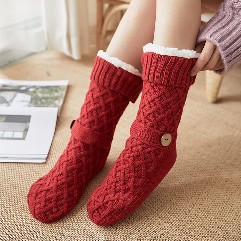 Kerstlam Fleece Vloer Sneeuw Fluweel Thuis Slaap Tapijt Sokken, Sokken_voghion.com