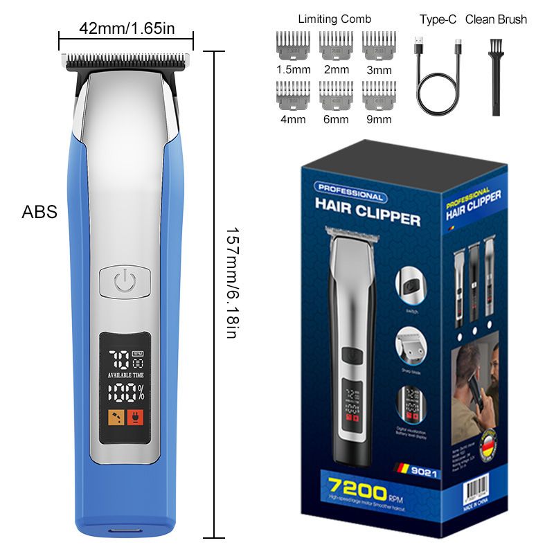 Hair Clipper Set - Rechargeable Cordless Hair Trimmer With Titanium Blades, Digital LED Display, 5 Guide Combs, Quiet 40dB, Waterproof Detachable Head_voghion.com