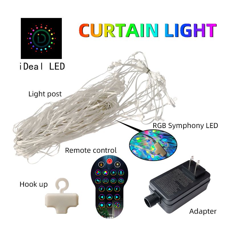 WS2812B Ablakfüggöny lámpák RGB String Light Bluetooth APP vezérlés Karácsonyi tündérfény Hálószoba Esküvői Ünnepi Dekoráció DC5V_voghion.com