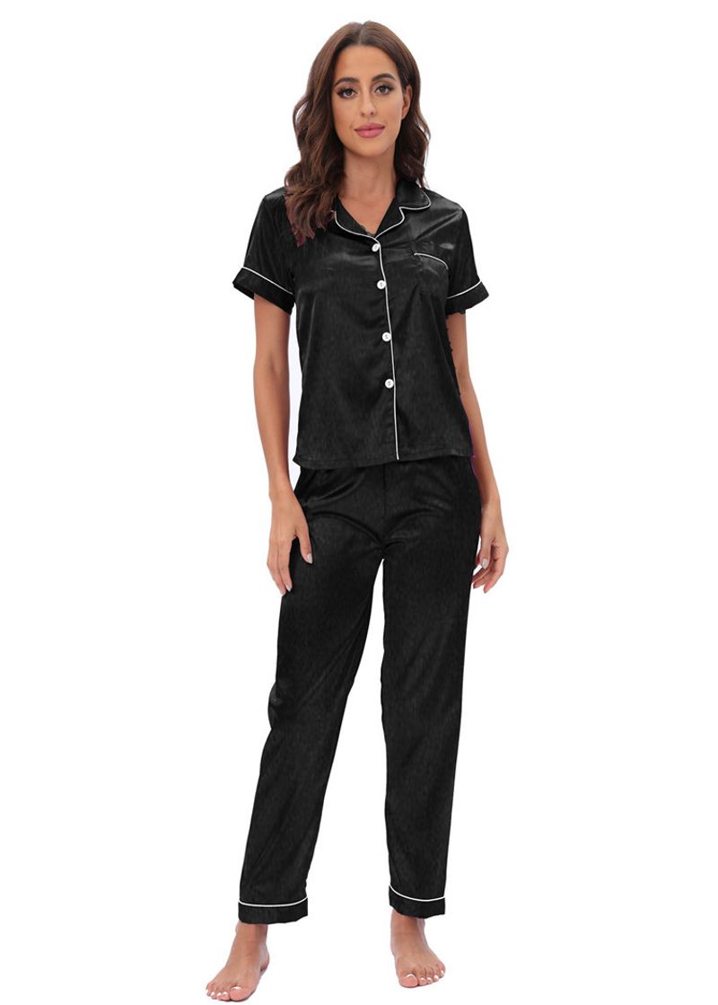 Zweiteiliger Homewear-Pyjama aus Satin für Damen_voghion.com