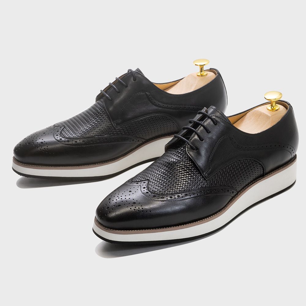 Klassische Wingtip Brogue Herren Derby Schuhe Echtleder Schnürschuhe Casual Business Büro Luxusmarke Herrenschuhe Oxfords Sneakers_voghion.com