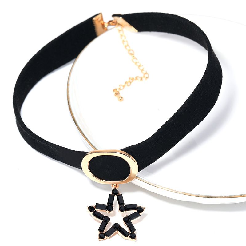 Choker Short Collarbone Chain Collar Women's Strap Neck Accessories Sexy Black Wide Edged Internet Famous Necklace_voghion.com