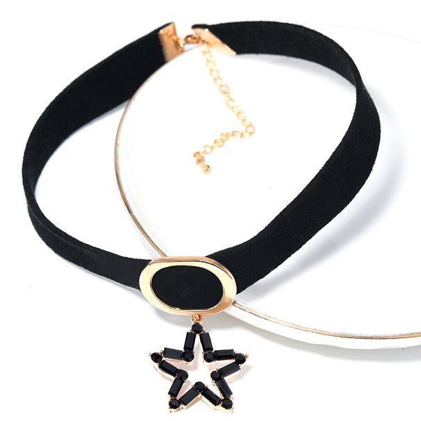 Choker Short Collarbone Chain Collar Women's Strap Neck Accessories Sexy Black Wide Edged Internet Famous Necklace_voghion.com