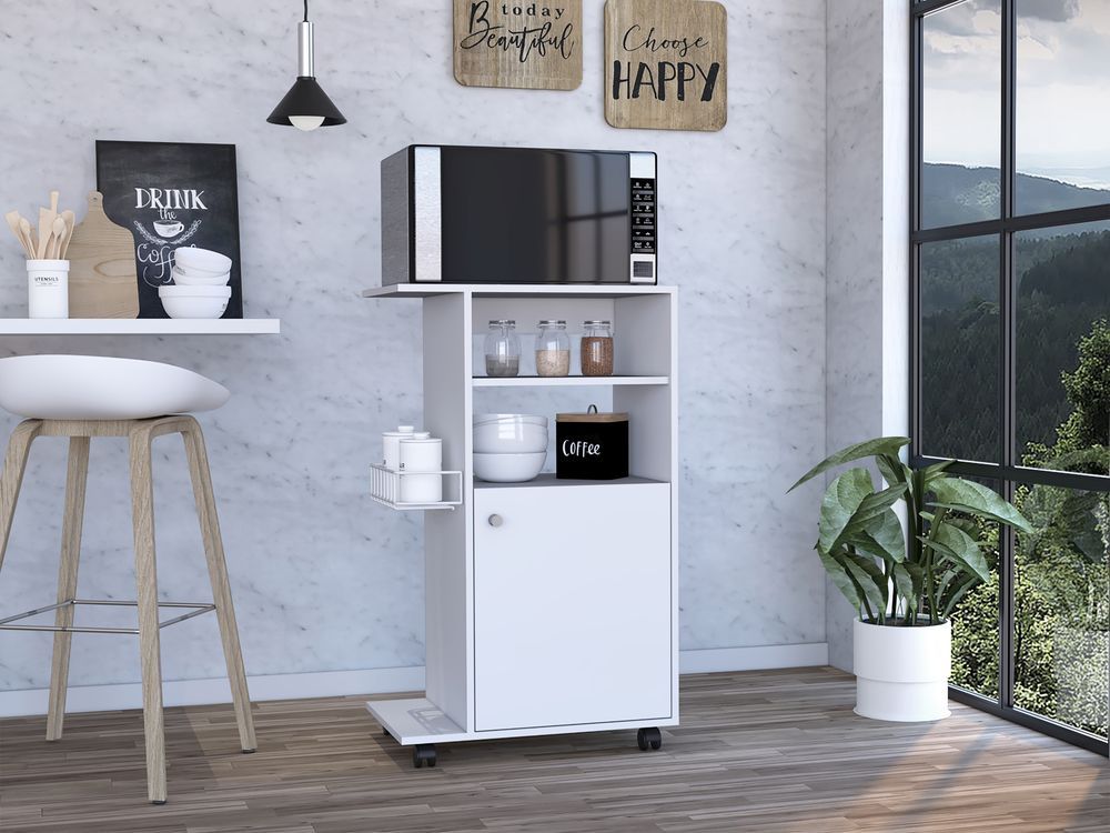 Napenthe 1-Shelf Kitchen Cart With Caster White_voghion.com
