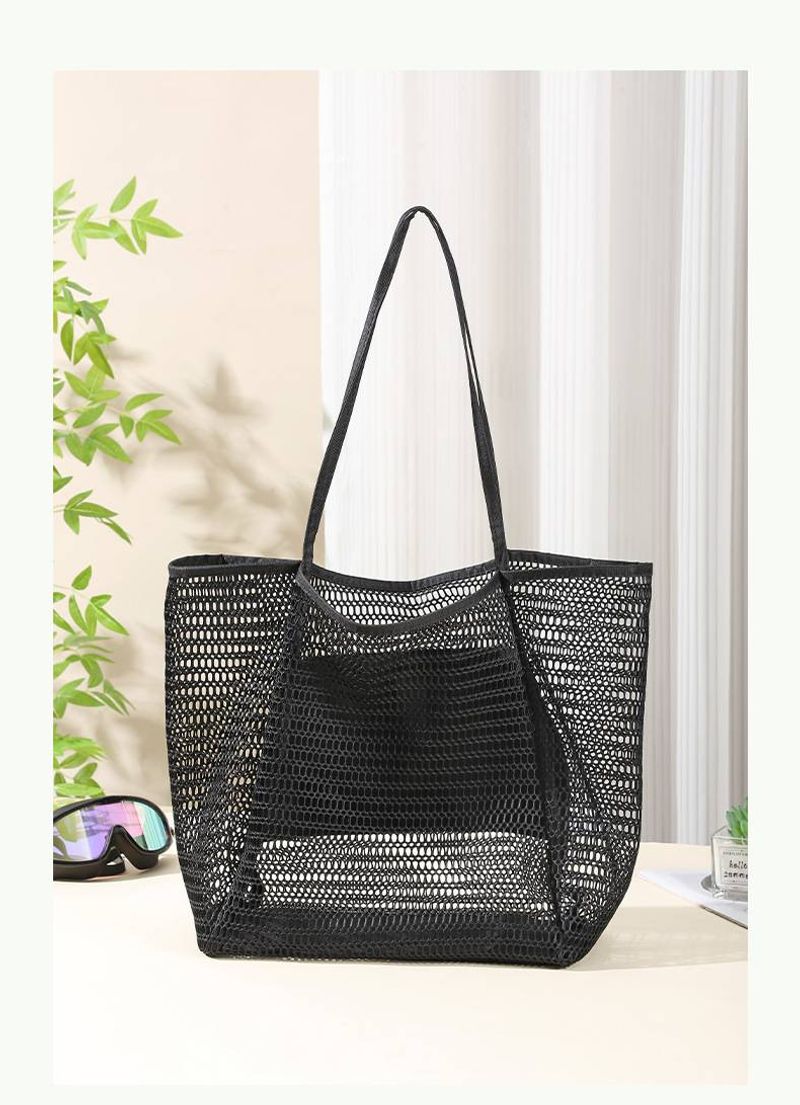 Damentaschen Große Kapazität Strandtasche Tragbare Mesh-Reisehandtasche Mehrzweck-Aufbewahrungstasche für Kosmetik und Toilettenartikel_voghion.com