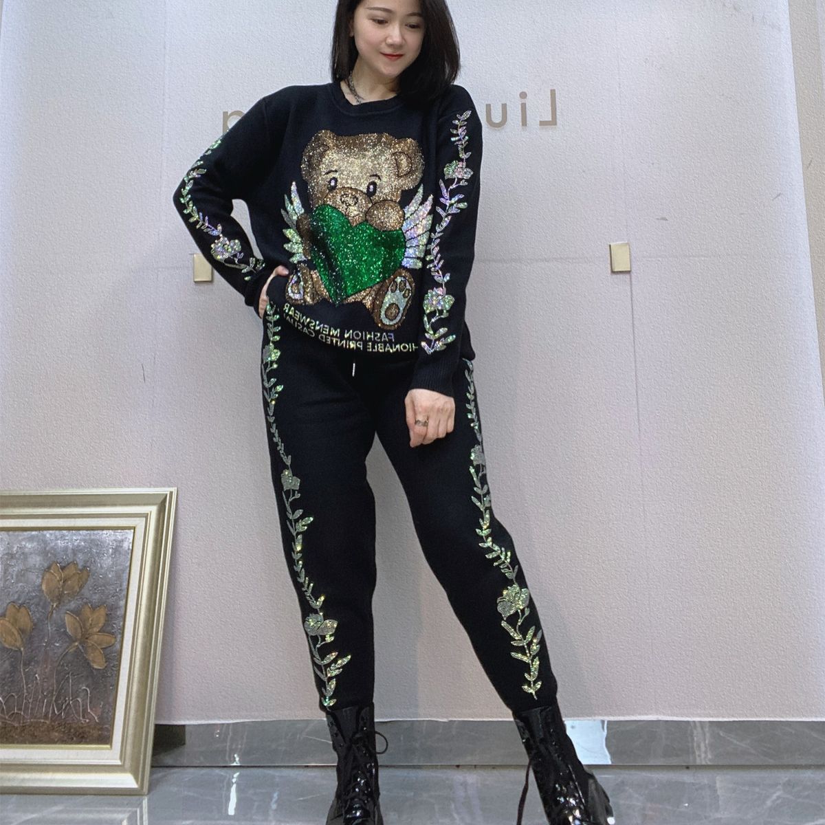 Abbigliamento da donna Completo da due pezzi da donna Autunno Nuovo Pantaloni a maniche lunghe Maglione Completo casual da donna_voghion.com