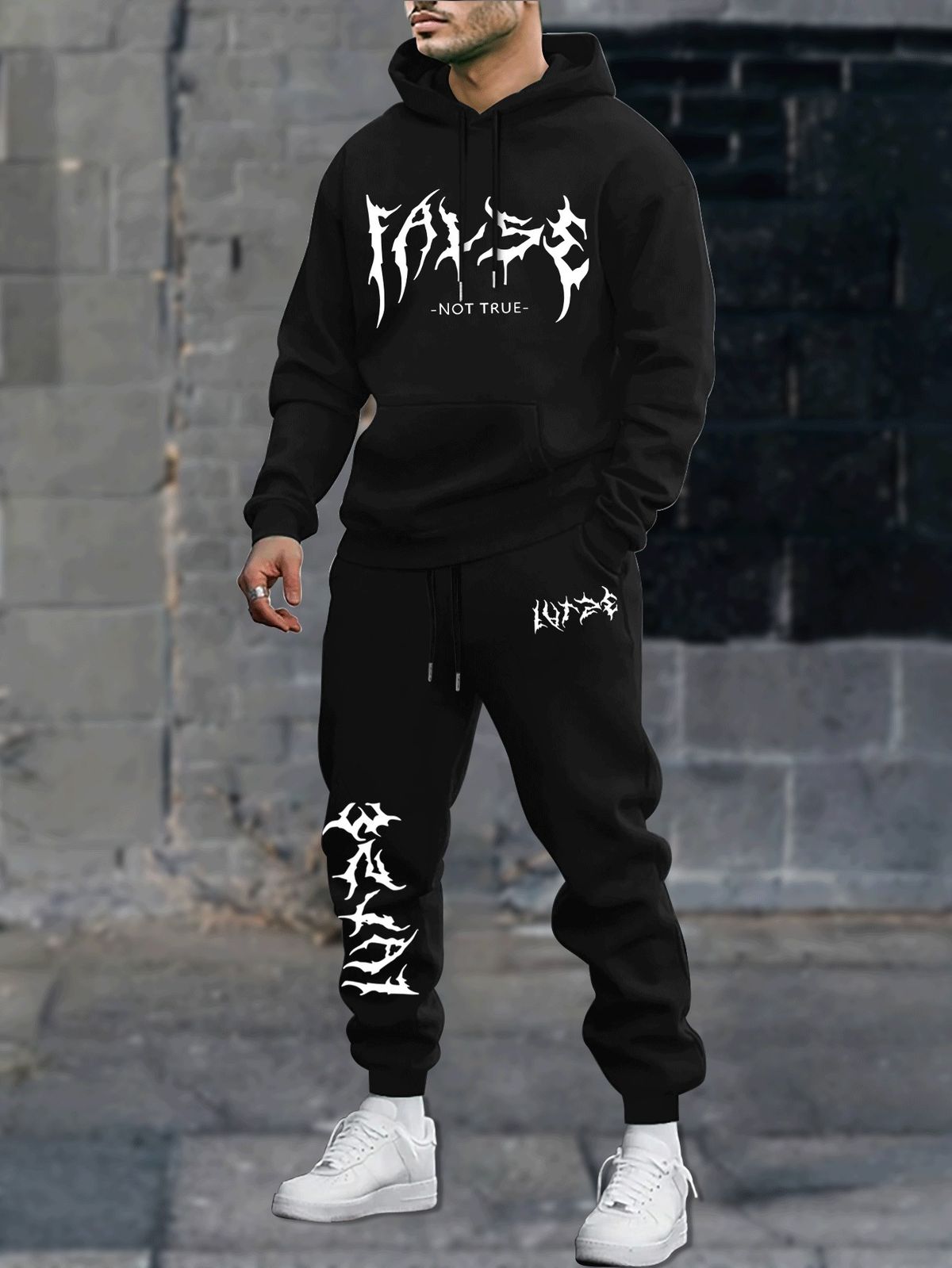 New American Retro Washed Langarm-Kapuzenhemd Lose Freizeithose Modischer japanischer Pulloveranzug_voghion.com