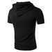 Men's summer solid color hooded casual sports T-shirt_voghion.com