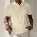 Herren Poloshirt aus Cord mit Revers, Knopftasche, einfarbig, lässig, kurzärmelig_voghion.com