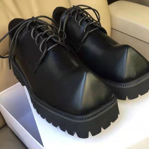 Voyage 2025 Spring Retro Lace-Up Rhino Square-Toe Derby Thick-Heeled Shoes_voghion.com