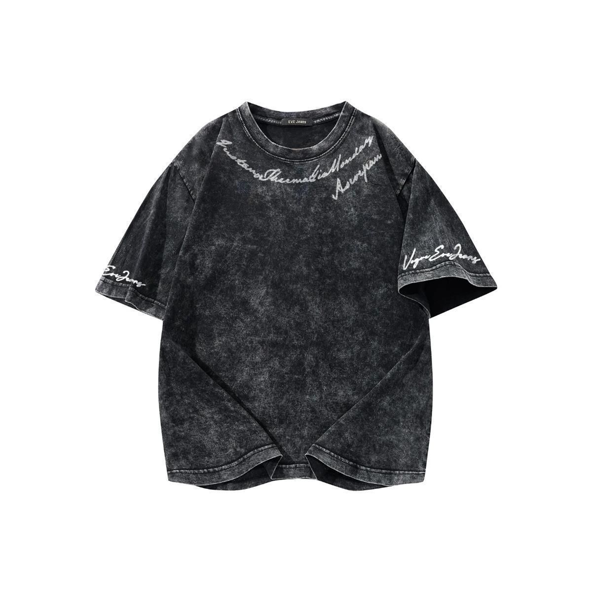 EwTldv American High Street, maglietta a maniche corte con design vintage e lettere in puro cotone lavato_voghion.com