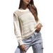 Shiying forårs- og efterårsstil langærmet sweater moderigtig rund hals hæklet hulstrikningspullovertop til_voghion.com