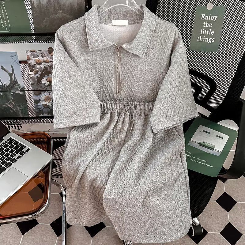 Polo Shirt Pattern Suit Men's Casual Set With Handsome Trendy Shorts Short Sleeved T Shirt Men's Summer Thin Style_voghion.com