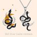 Collana con serpente nero per donna, ciondolo con luna celtica in argento sterling, gioielli da regalo_voghion.com