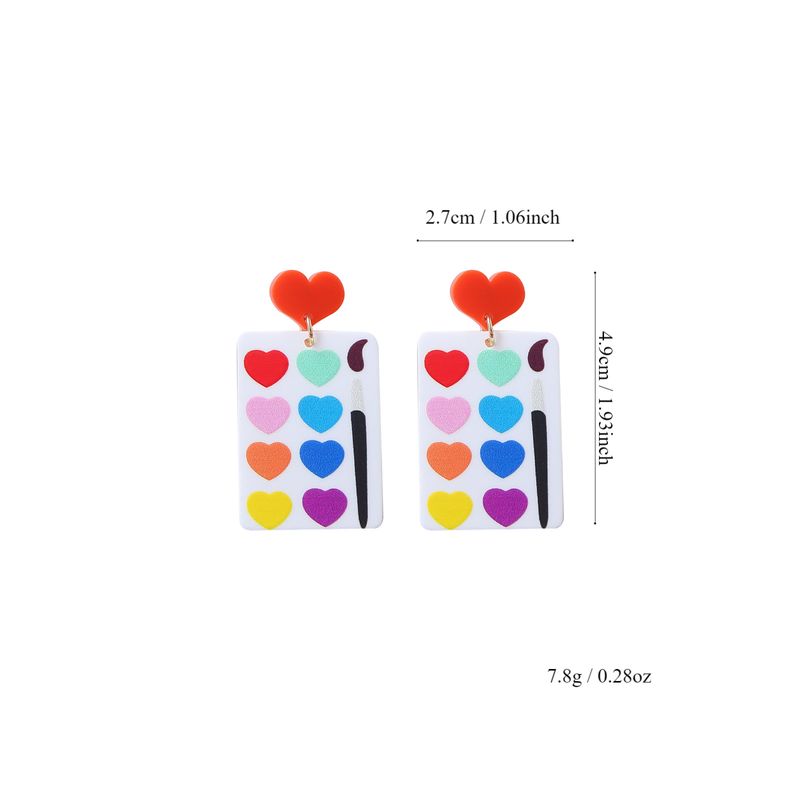 Collection Pencils, Color Palettes, Calculators, Alphanumeric Acrylic Printing Earrings The Start Of School Season,_voghion.com