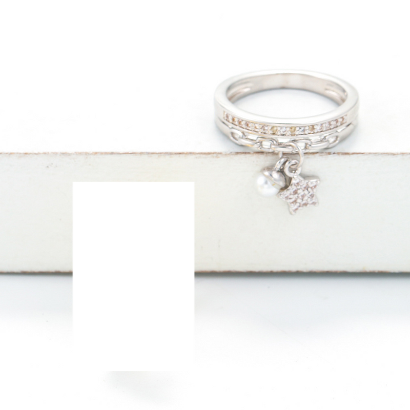 Star ring for women, double layer five pointed star open ring with diamonds, personalized fashion hand jewelry_voghion.com