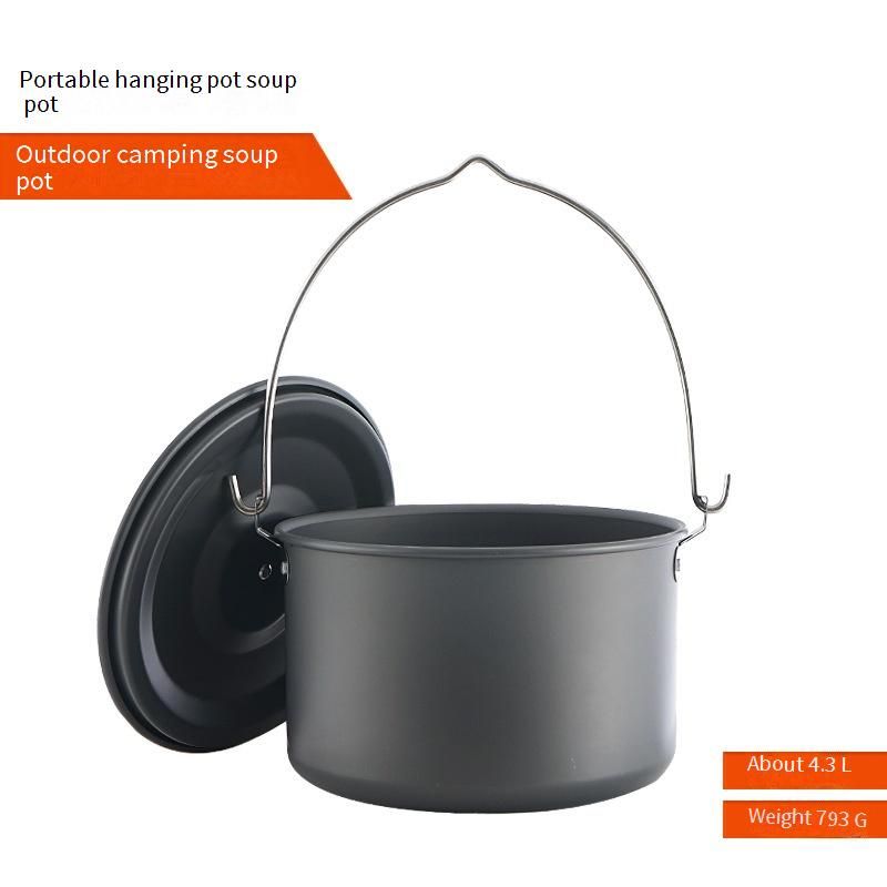 Large Camping Cookware Set - Outdoor Hanging Pot & Non-Stick Soup Pan (Portable & Multi-Functional) - BBQ Picnic & Backpacking Essentials​_voghion.com