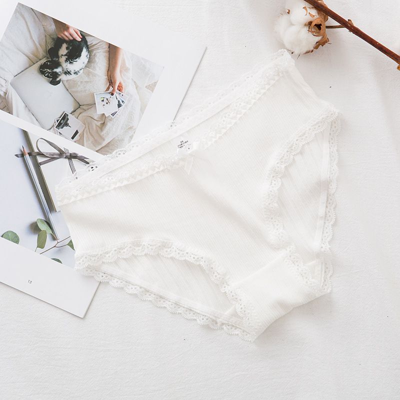 Intimo Slip in cotone Mutandine da donna senza montatura in pizzo a vita bassa_voghion.com