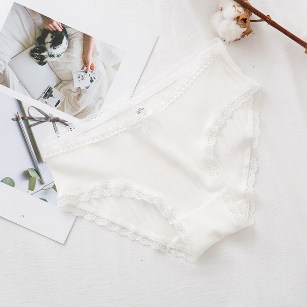 Intimo Slip in cotone Mutandine da donna senza montatura in pizzo a vita bassa_voghion.com