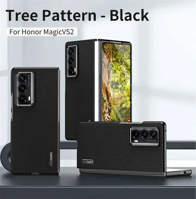 Carcasă din piele cu model de lemn VS2 VS V2, carcasă de protecție subțire și rezistentă la șocuri pentru Honor Magic V 4G 5G_voghion.com