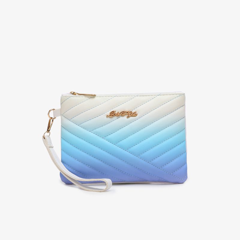 Borsa da donna a righe sfumate arcobaleno - Borsa a tracolla piccola, minimalista e alla moda con portafoglio_voghion.com