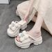 Sandálias plataforma com bico redondo, novo estilo da moda para o verão, chinelos de cunha com flores de celebridades da internet para mulheres, elegantes_voghion.com