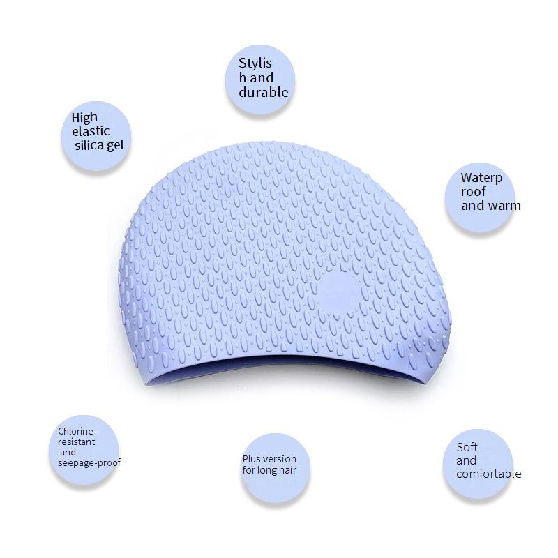 Swimming Caps Protection Silicone Swimming Cap Large Size Brimless Water Drop Cap Ear Protection Does Not Bind The Head Solid Color Swimming Cap_voghion.com