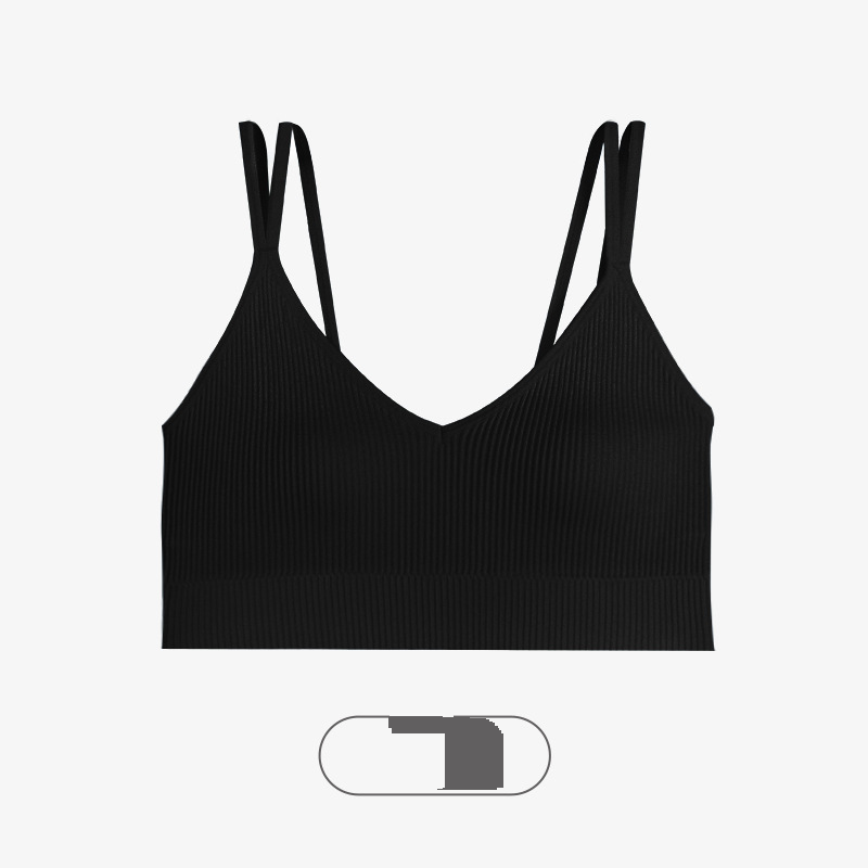 Women's Seamless Bralette With Lace Back – Comfortable Strappy Camisole, Breathable Sports Bra, Anti-Slip Built-in Cups_voghion.com