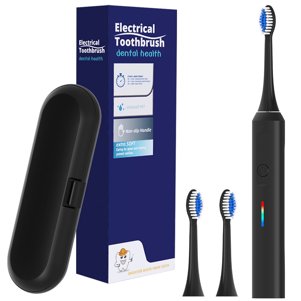 Rechargeable Electric Powered Toothbrush With 2 Heads - 3 Modes & 2 Min Timer Smart Electric Toothbrushes, Compatible With Philips Sonicare Brush Head_voghion.com