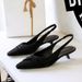 5212 Korean Style Pointed Toe Back Strap Single Shallow Mouth Wine Glass Bowknot Women's Thin Backless Fashion Low Heel_voghion.com