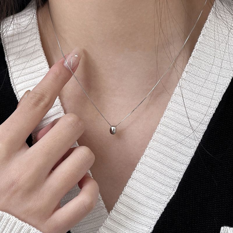 Collana a forma di uovo ovale in argento puro Yinruitai S per donna, catena a clavicola di alta gamma coreana di tendenza_voghion.com