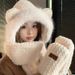 Winter New Women's Plush Hat Scarf Gloves Outdoor Thickened Cycling Warm Three-Piece Set_voghion.com
