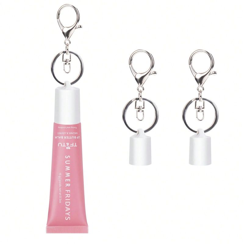 2pcs Lip Gloss Keychain Holder, Universal Lip Balm Keychain With Keyring, Portable Lip Paint Compact_voghion.com